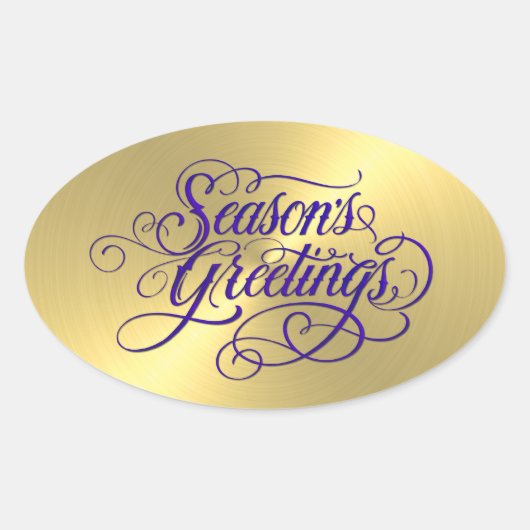 Gold Sheen Paars Season's Greetings Sticker (Voorkant)