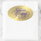 Gold Sheen Paars Season's Greetings Sticker (Tas)