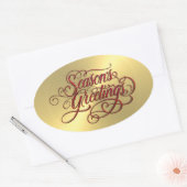 Gold Sheen Red Season's Sticker (Envelop)