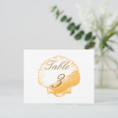 Gold Shells Plage Mariage Table Numéro Cartes (Debout devant)