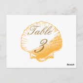 Gold Shells Plage Mariage Table Numéro Cartes (Dos)