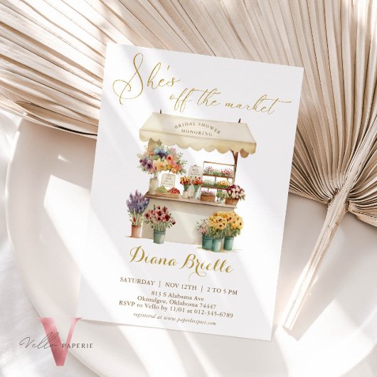 Gold She's off the Market Bridal Shower Invitation