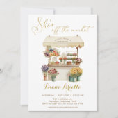 Gold She's Off The Market Uitnodiging voor een bru (Voorkant)