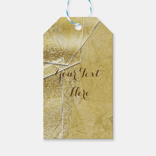 Gold Shimmer Crystal Glam Designer Style Cadeaulabel (Voorkant)