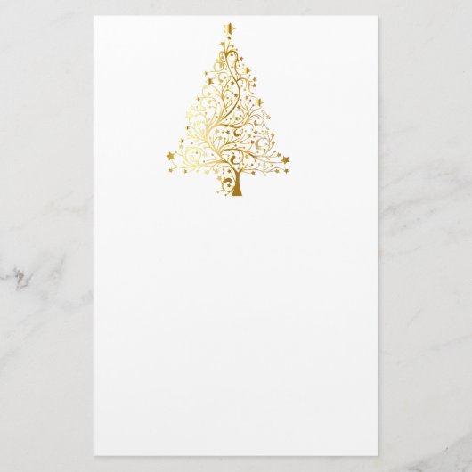 Gold Shimmer kerstboom Briefpapier (Voorkant)