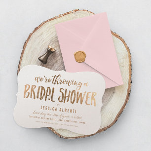 Gold Shimmer Paper Modern Bridal Shower-uitnodigin Kaart