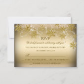 Gold Shimmer Snowflake kerstfeestdag RSVP Kaart (Voorkant)