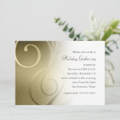 Gold Shimmer Swirl Fête Invitation (Debout devant)