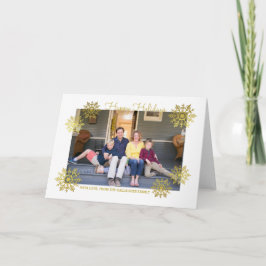 Gold Shimmering Chic Snowflake Holiday Foto Feestdagen Kaart