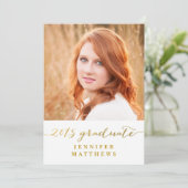 Gold Shine 2015 Photo Graduation Party Invitation (Debout devant)