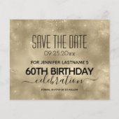 Gold Shine 60th Birthday Save the Date Budget (Voorkant)