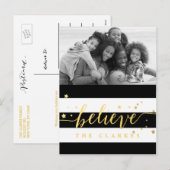 Gold Shine Believe | Carte postale Holiday Photo (Devant / Derrière)