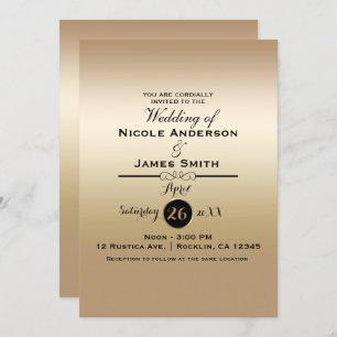 Gold Shine Shiny Metallic Elegant Classy Wedding Kaart