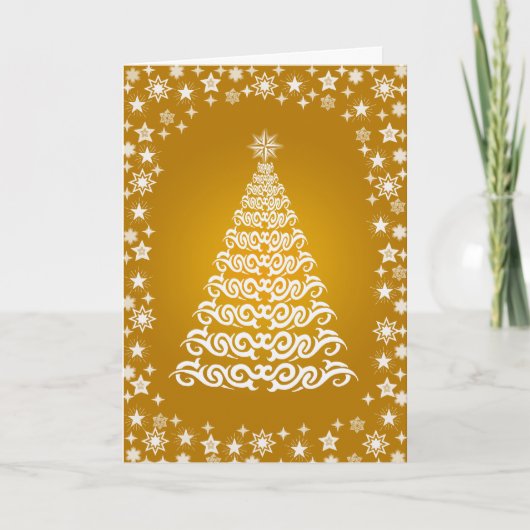 Gold Shining Stars kerstboom Kaart (Voorkant)