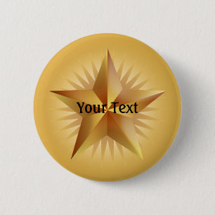 Gold Shinning Star Custom Button
