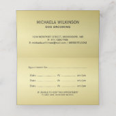 Gold Shiny Dog Paw op Black Pet Grooming Service Afsprakenkaart (Binnenkant ongevouwen)