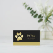 Gold Shiny Dog Paw op Black Pet Grooming Service Afsprakenkaartje (Staand voorkant)
