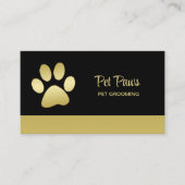 Gold Shiny Dog Paw op Black Pet Grooming Service Afsprakenkaartje (Voorkant)