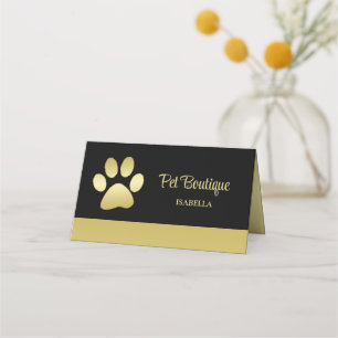 Gold Shiny Dog Paw op Black Pet Grooming Service Klantenkaartje