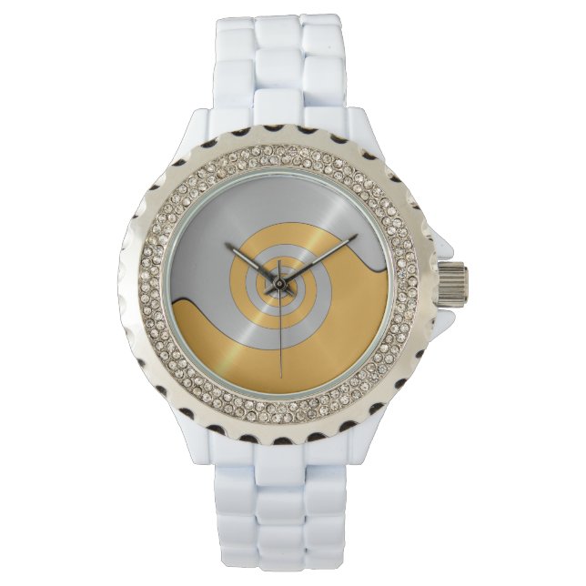 Gold Shiny Radial Steel Metal Horloge (Voorkant)