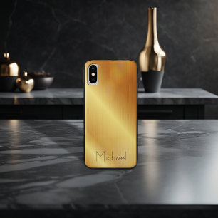 Gold Shiny Stainless Steel Metal iPhone X Hoesje
