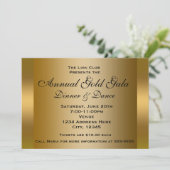 Gold Shiny Ticket Evenement Elegante Uitnodiging (Staand voorkant)