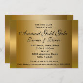 Gold Shiny Ticket Evenement Elegante Uitnodiging (Voorkant / Achterkant)