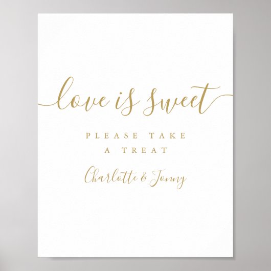 Gold Signature Script Love is Sweet Sign Poster (Voorkant)