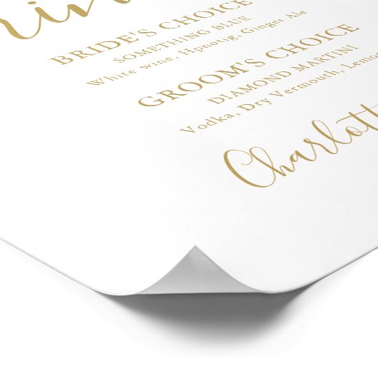 Gold Signature Script Signature Drink Sign Poster (Hoek)