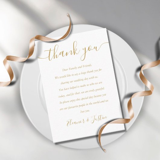 Gold Signature Script Weddenschap Hartelijk dank J Plaatskaartje