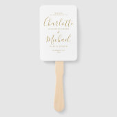 Gold Signature Script Wedding Program Handje Fan Handwaaier (Voorkant)