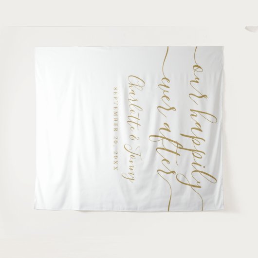 Gold Signature Script Weduwfoto Booth Backdrop Wandkleed (Voorkant (horizontaal))
