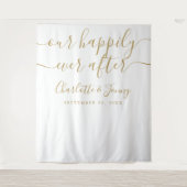 Gold Signature Script Weduwfoto Booth Backdrop Wandkleed (Voorkant)