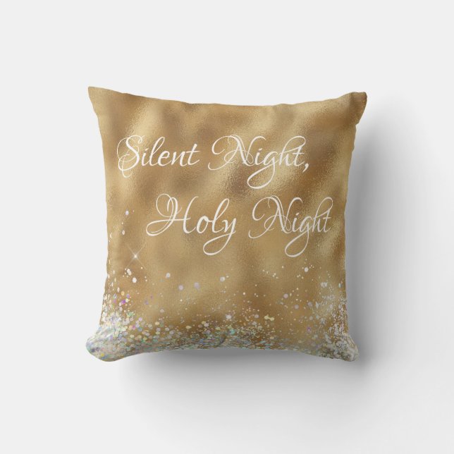 Gold Silent Night, Heilige Kerstmis Kussen (Voorkant)
