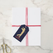 Gold Silhouette Golfer Birthday Cadeaulabel (Met Touw)