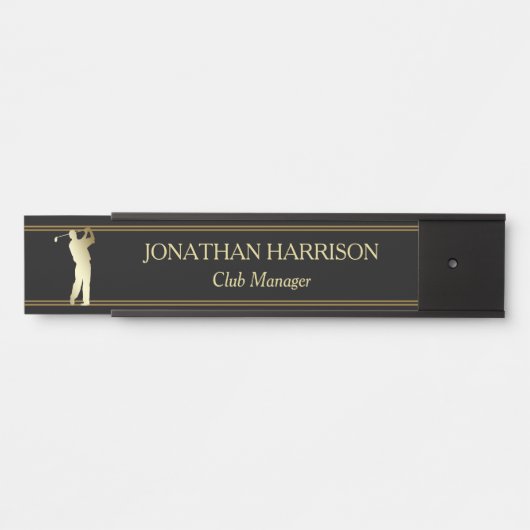 Gold Silhouette Golfer Name Bord Deurbordje (Voorkant)
