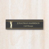 Gold Silhouette Golfer Name Bord Deurbordje (Voorkant)