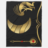 Gold Silhouette Kokopelli Fleece Blanket (Voorkant)