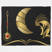 Gold Silhouette Kokopelli Fleece Blanket (Voorkant (Horizontaal))
