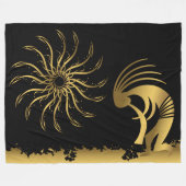 Gold Silhouette Kokopelli Fleece Blanket (Voorkant (Horizontaal))