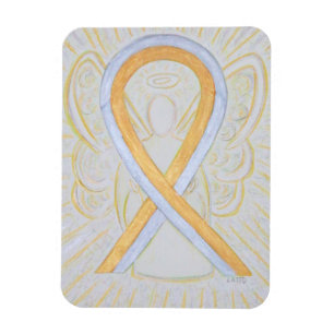 Gold & Silver Awareness Ribbon Angel Art Magnets Magneet