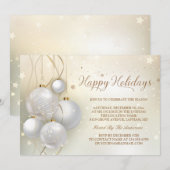 Gold Silver Baubles Stars Light Chic Holiday Party Kaart (Voorkant / Achterkant)