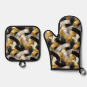 Gold Silver Black Christmas Celebration Ovenwant & Pannenlap Set (Voorkant)