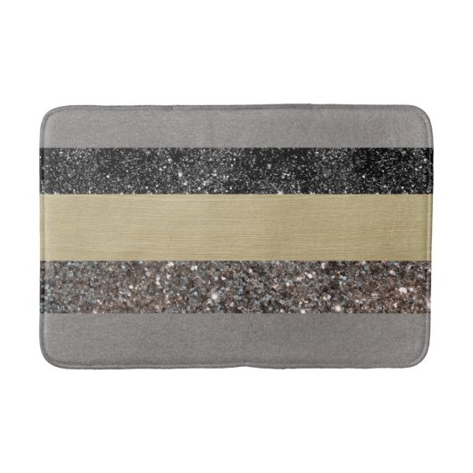 Gold Silver Black Glitter Glam Stripes #1 (Faux Gl Badmat (Voorkant)