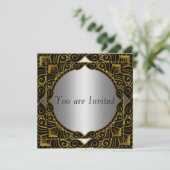 Gold Silver Black Retro Party Invitation (Debout devant)
