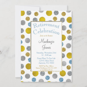 Gold Silver Blue Dots Retraite Invitation