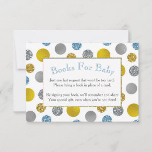Gold Silver Blue Stippen Baby shower Book Kaart