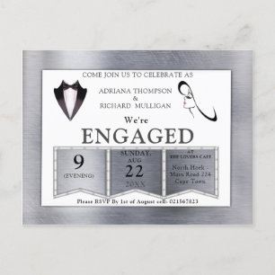 Gold-Silver-Brass Verloving voor modern design Uitnodiging Briefkaart