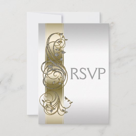 Gold Silver  bruiloft RSVP (Voorkant)