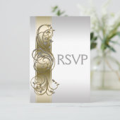 Gold Silver  bruiloft RSVP (Staand voorkant)